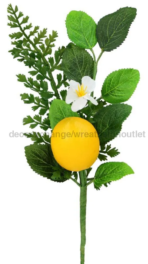 10"L Mixed Greenery Lemon Pick Yellow/Green/White EC8254