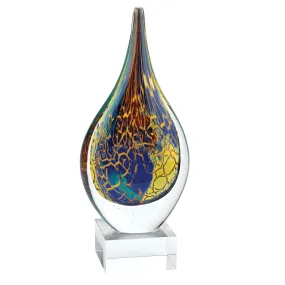 12 MultiColor Art Glass Teardrop on Crystal Base By Homeroots