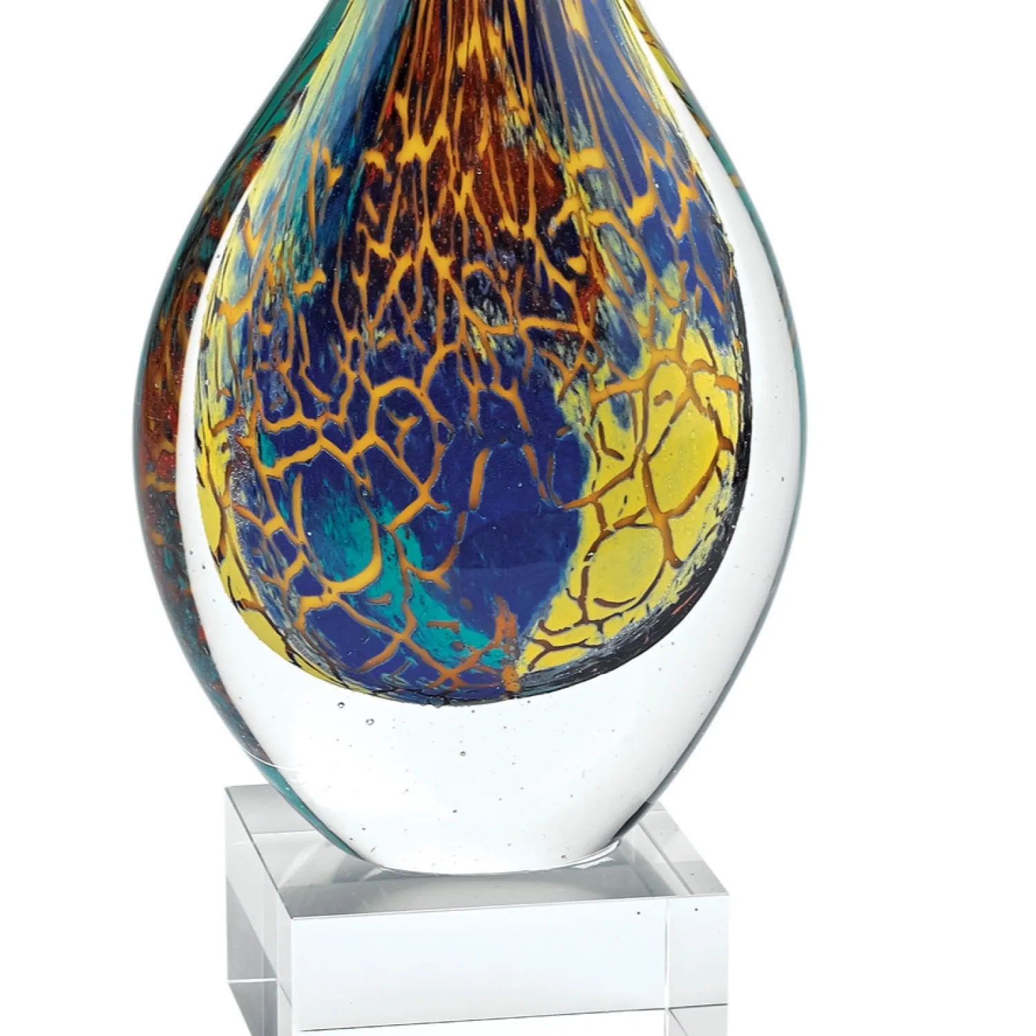 12 MultiColor Art Glass Teardrop on Crystal Base By Homeroots