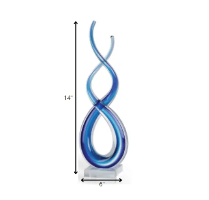 14 Contemporary Blue Art Glass Centerpiece By Homeroots