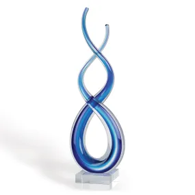 14 Contemporary Blue Art Glass Centerpiece By Homeroots