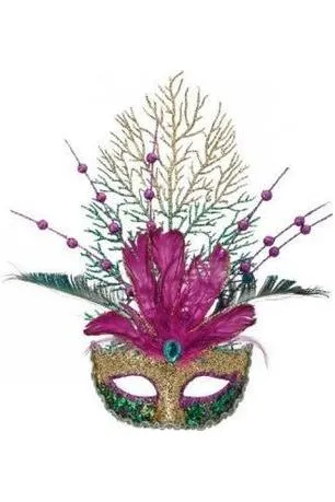 14" Glitter Feather Mardi Gras Mask Ornament