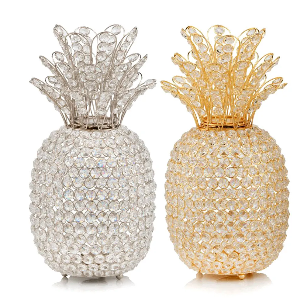 15" Silver Faux Crystal Pineapple Sculpture By Homeroots