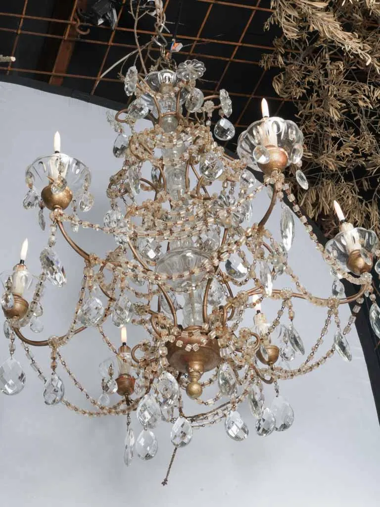 19th-century 6-light Rococo-style Italian chandelier