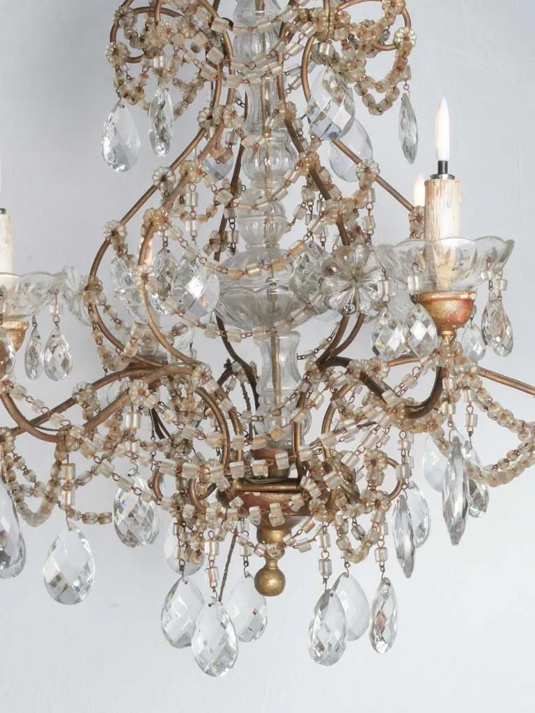 19th-century 6-light Rococo-style Italian chandelier