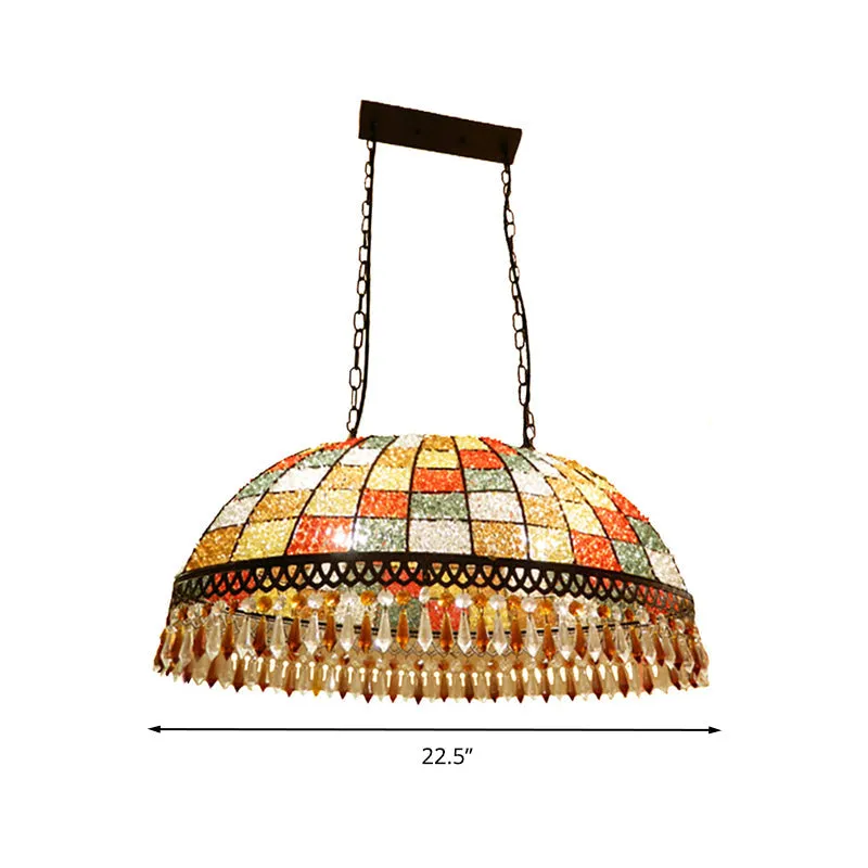 2 Heads Crystal Drop Ceiling Suspension Lamp Southeast Asian Style Black Dome Living Room | Rebooters
