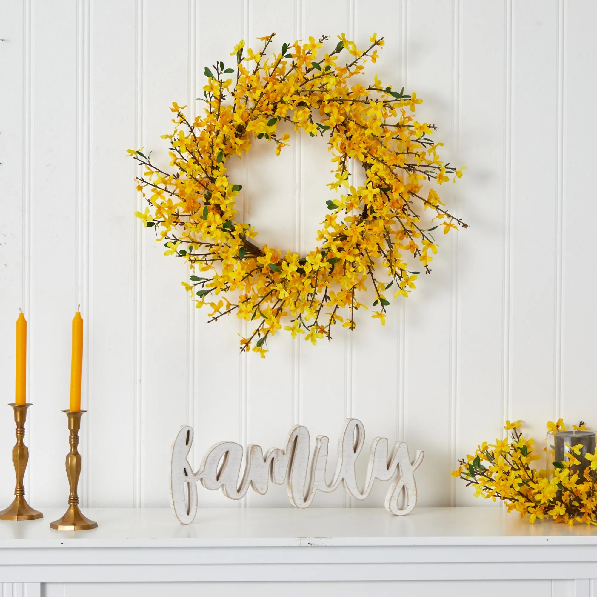 22” Forsythia Artificial Wreath