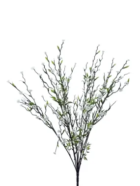 22" Twig Flower Spray: White