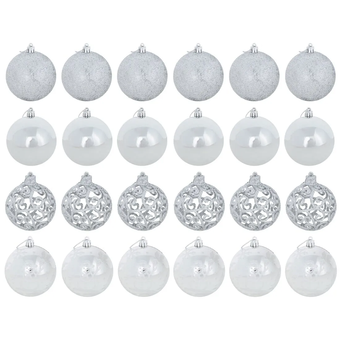 24pk Mixed Metallic Christmas Tree Baubles Bumper Set 8cm