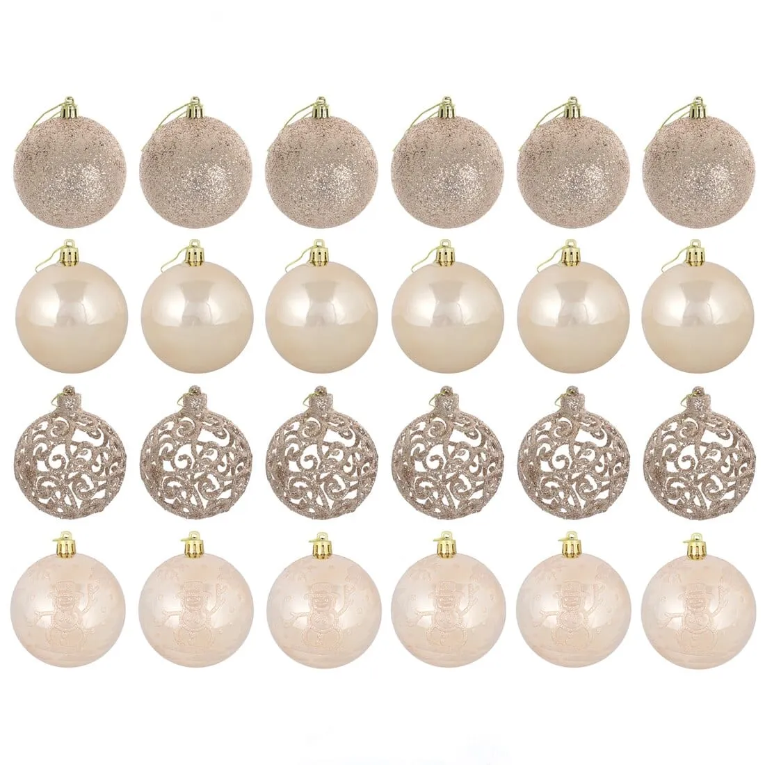 24pk Mixed Metallic Christmas Tree Baubles Bumper Set 8cm