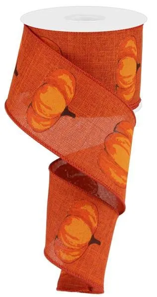 2.5" Orange Pumpkin Ribbon: Rust - 10yds