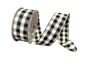2.5" x 50yd Black/Ivory Buffalo Plaid Ribbon