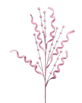 29" Glitter Curly Ball Pick: Pink