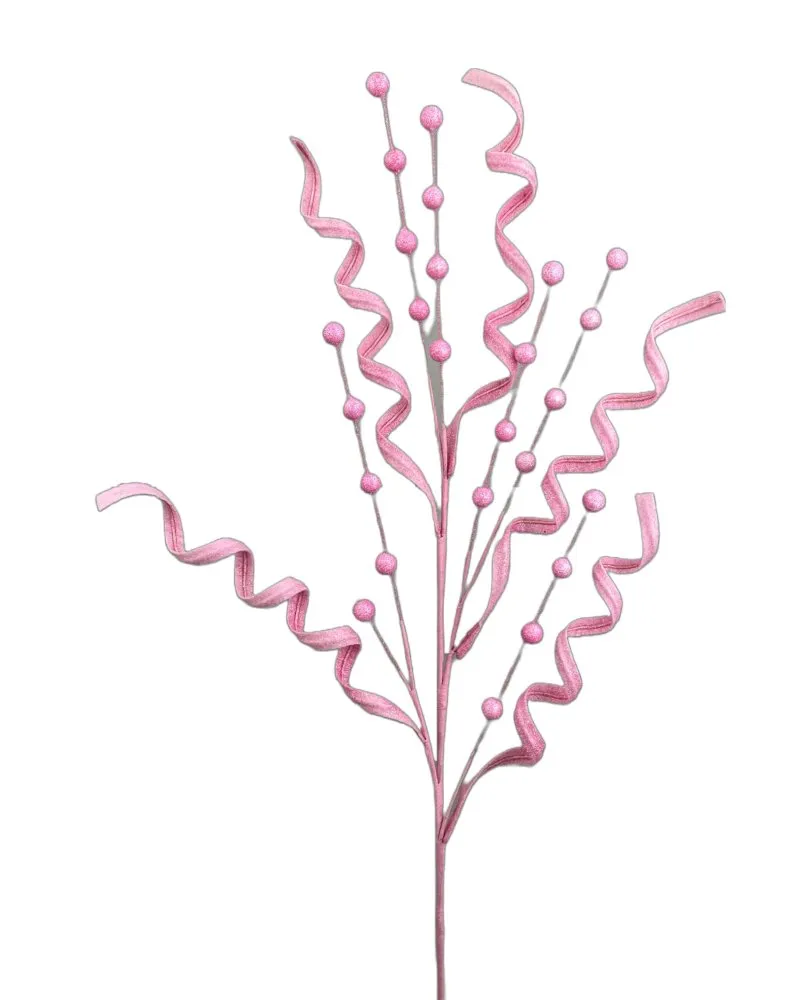 29" Glitter Curly Ball Pick: Pink