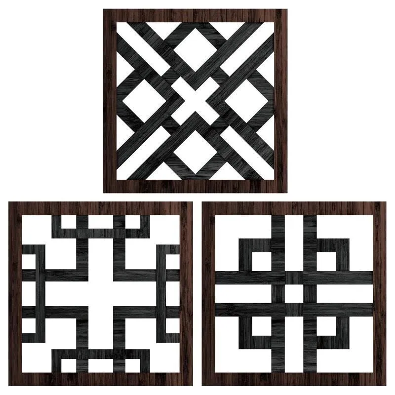 3 Pieces Thickened Rustic Wood Decor Square Wall Art Geometric Wall Decor Farm H