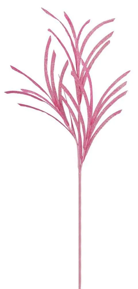 31" Glitter/Paper Grass Spray: Bright Pink