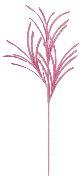 31" Glitter/Paper Grass Spray: Bright Pink