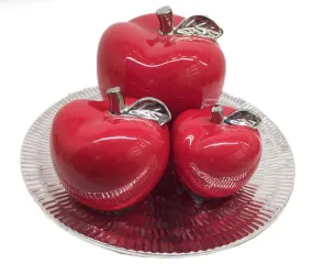 4 Piece Ceramic High Gloss Apple Decor Set - 15 x 15 x 8 inches