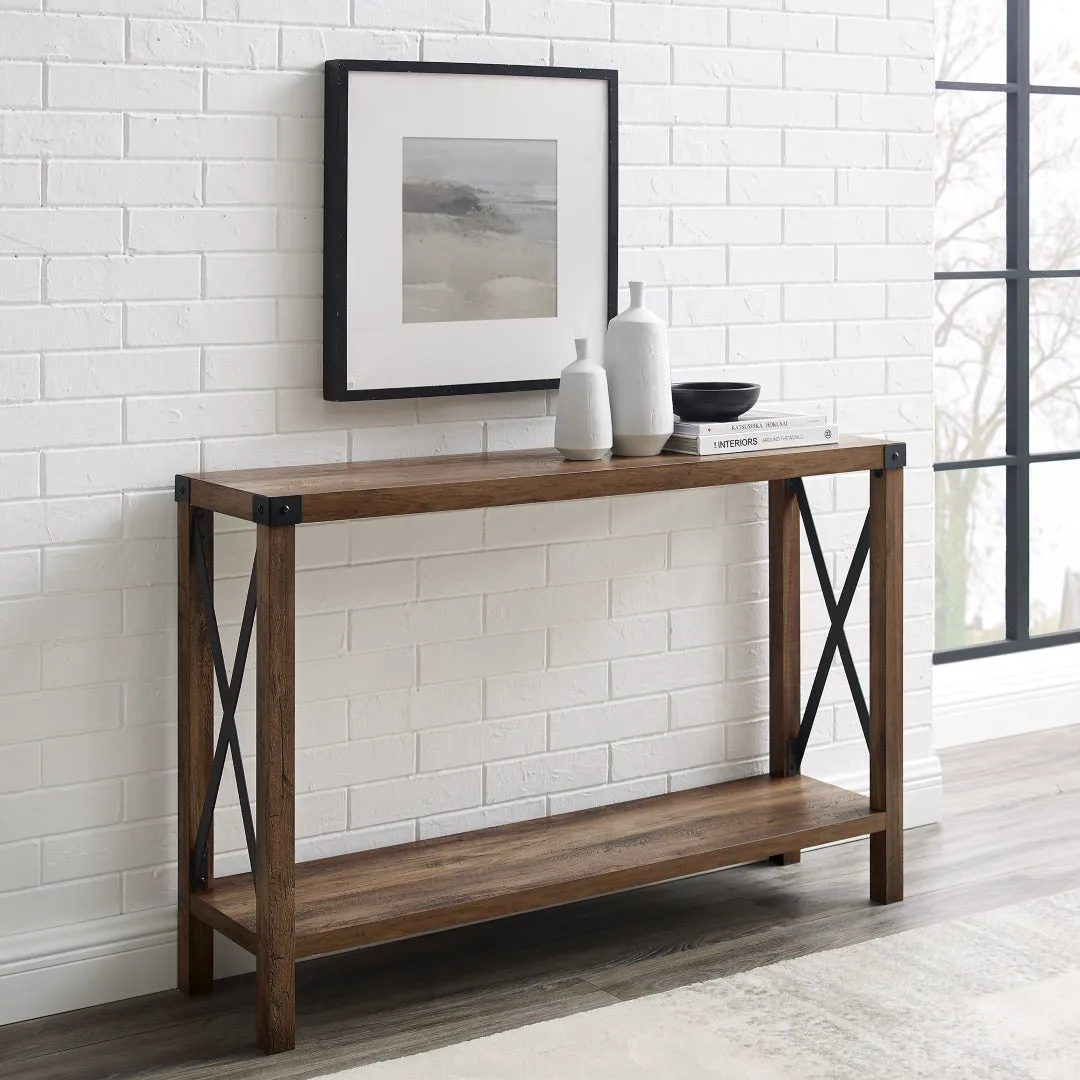 48" Entryway Console Table with Hidden Storage & Slatted Bottom Shelf for Rustic Home Decor Charm