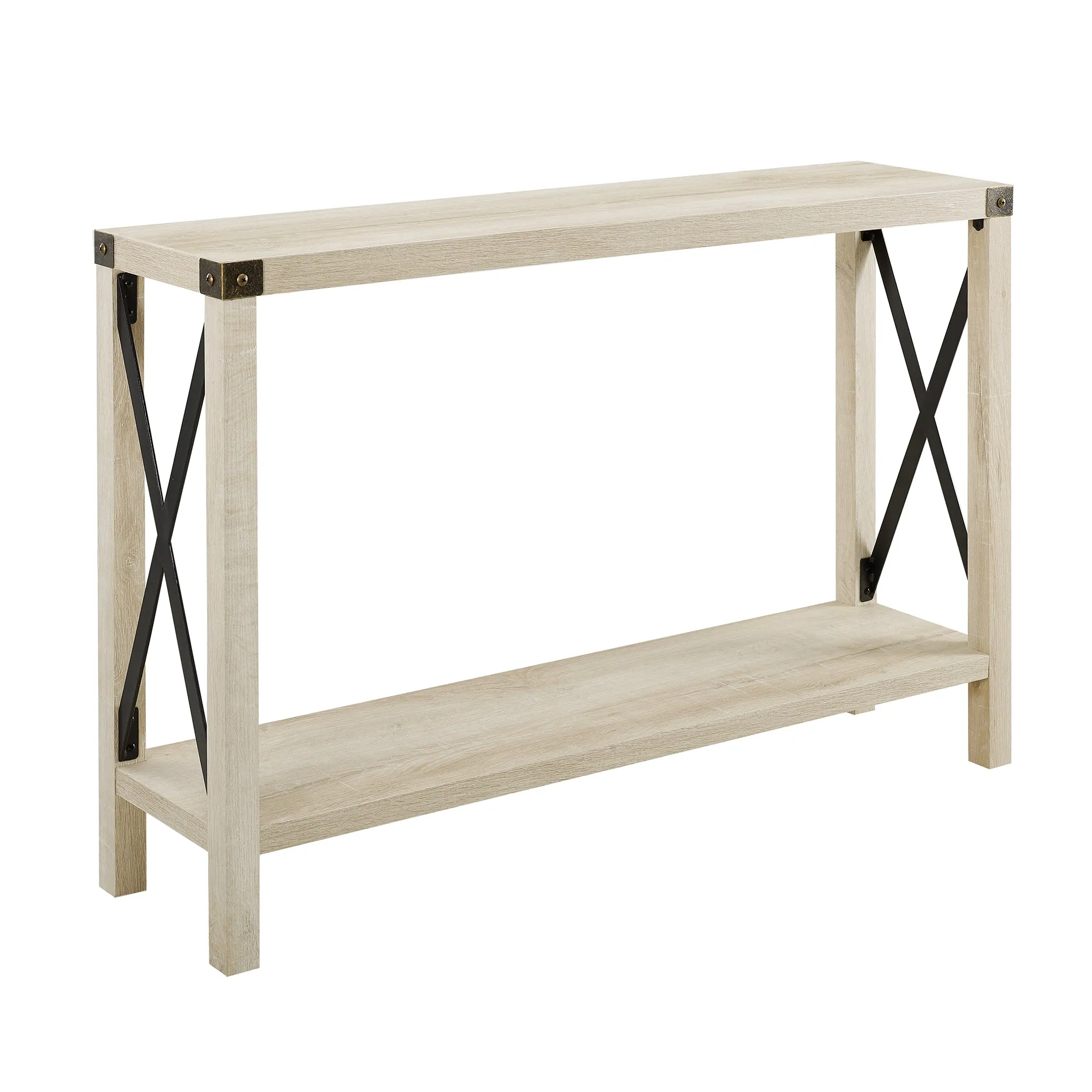 48" Entryway Console Table with Hidden Storage & Slatted Bottom Shelf for Rustic Home Decor Charm