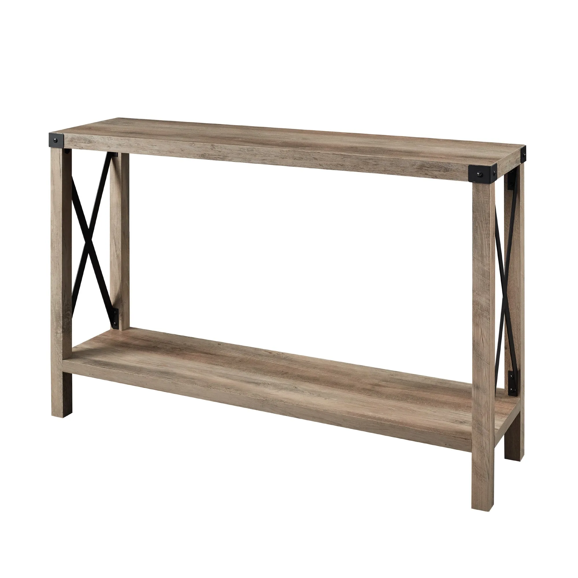 48" Entryway Console Table with Hidden Storage & Slatted Bottom Shelf for Rustic Home Decor Charm