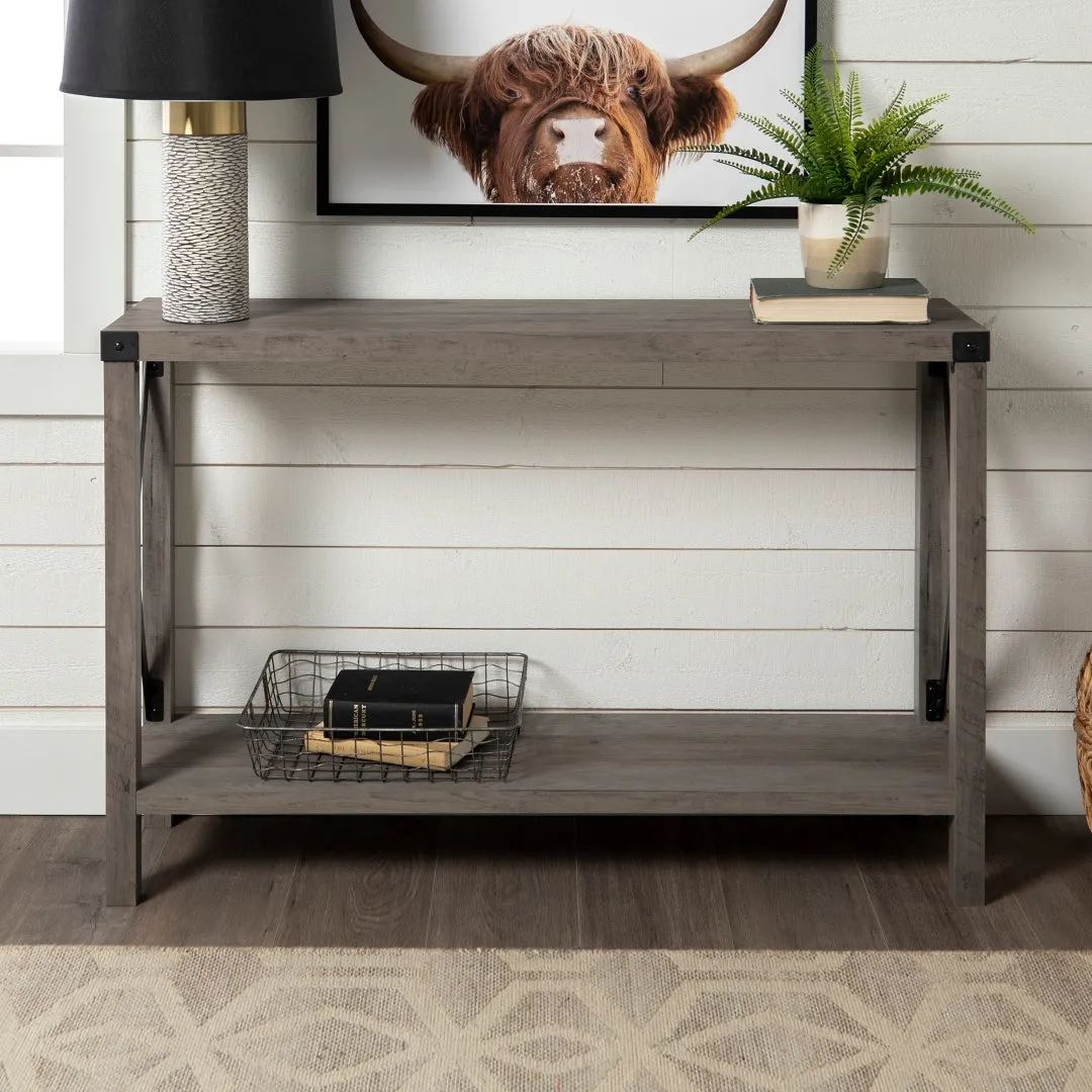 48" Entryway Console Table with Hidden Storage & Slatted Bottom Shelf for Rustic Home Decor Charm