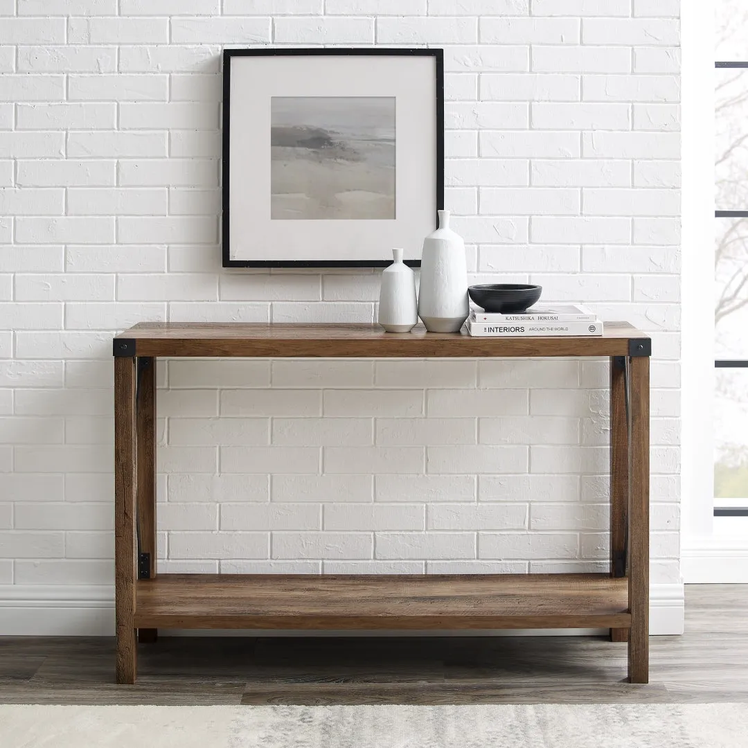 48" Entryway Console Table with Hidden Storage & Slatted Bottom Shelf for Rustic Home Decor Charm