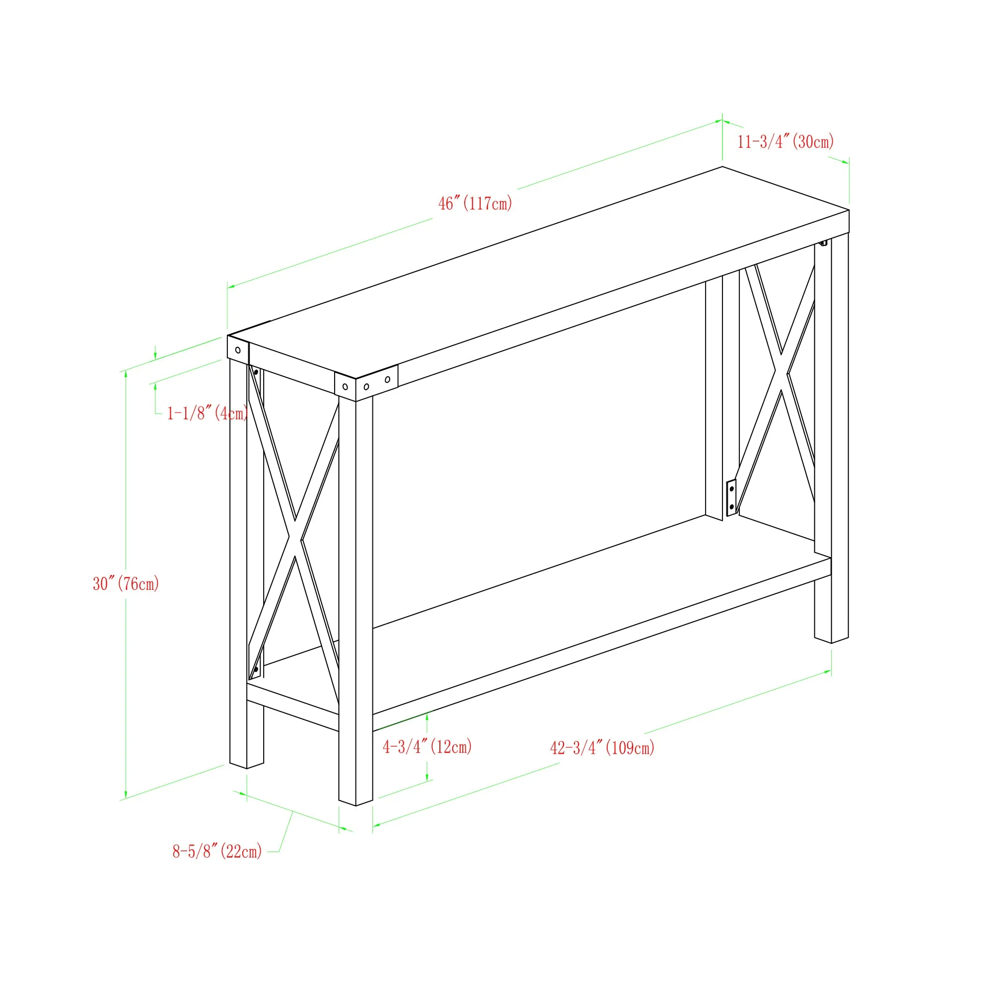48" Entryway Console Table with Hidden Storage & Slatted Bottom Shelf for Rustic Home Decor Charm