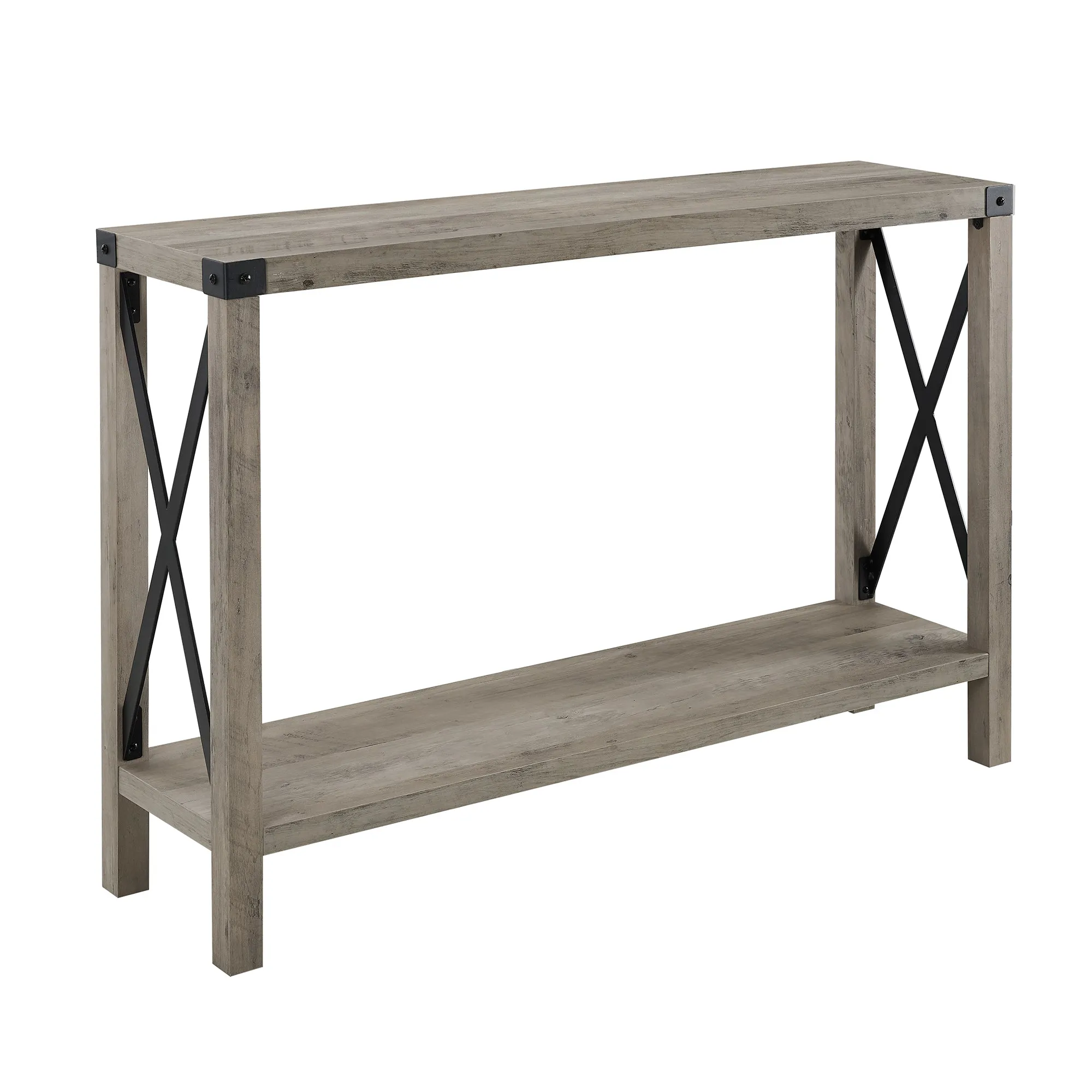 48" Entryway Console Table with Hidden Storage & Slatted Bottom Shelf for Rustic Home Decor Charm