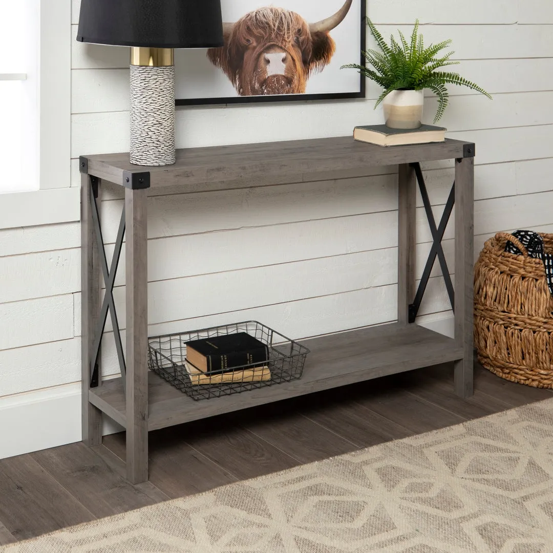 48" Entryway Console Table with Hidden Storage & Slatted Bottom Shelf for Rustic Home Decor Charm