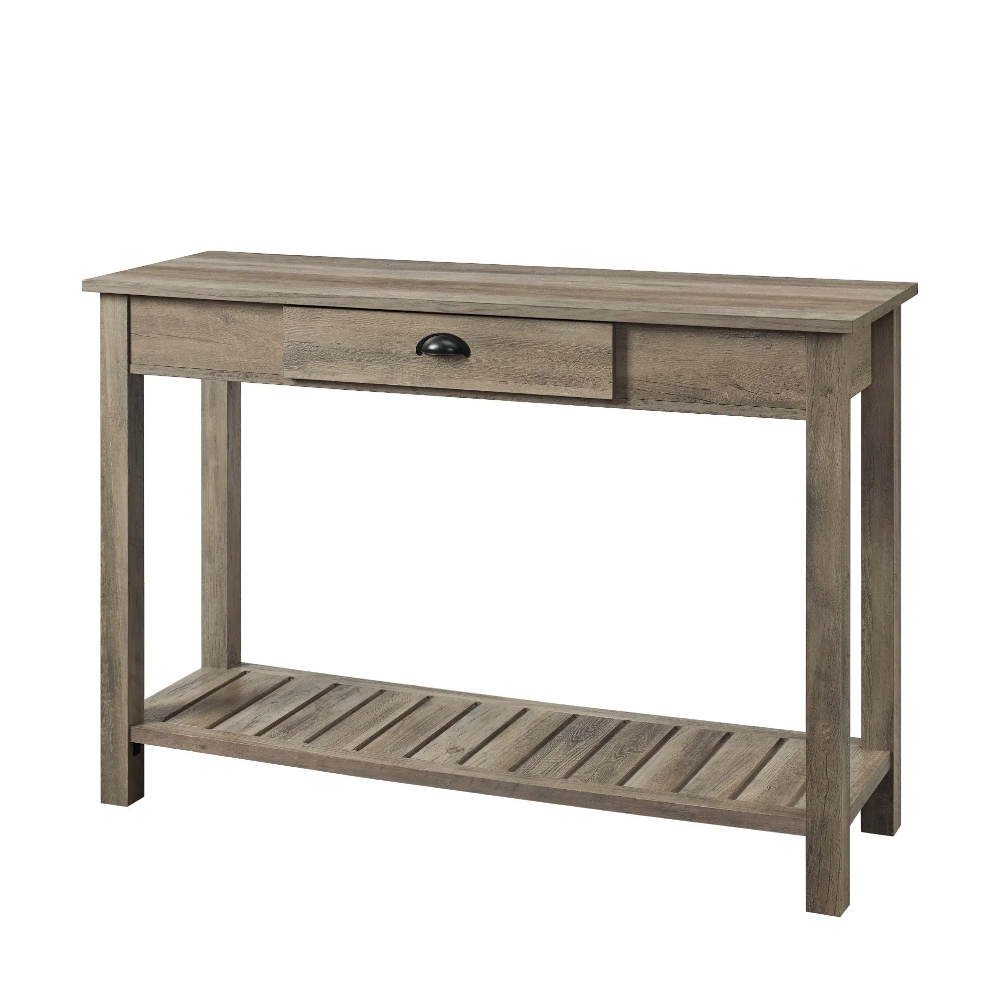 48" Entryway Console Table with Hidden Storage & Slatted Bottom Shelf for Rustic Home Decor Charm