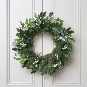 66cm Oversized White Berry Christmas Wreath Micro Light Bundle