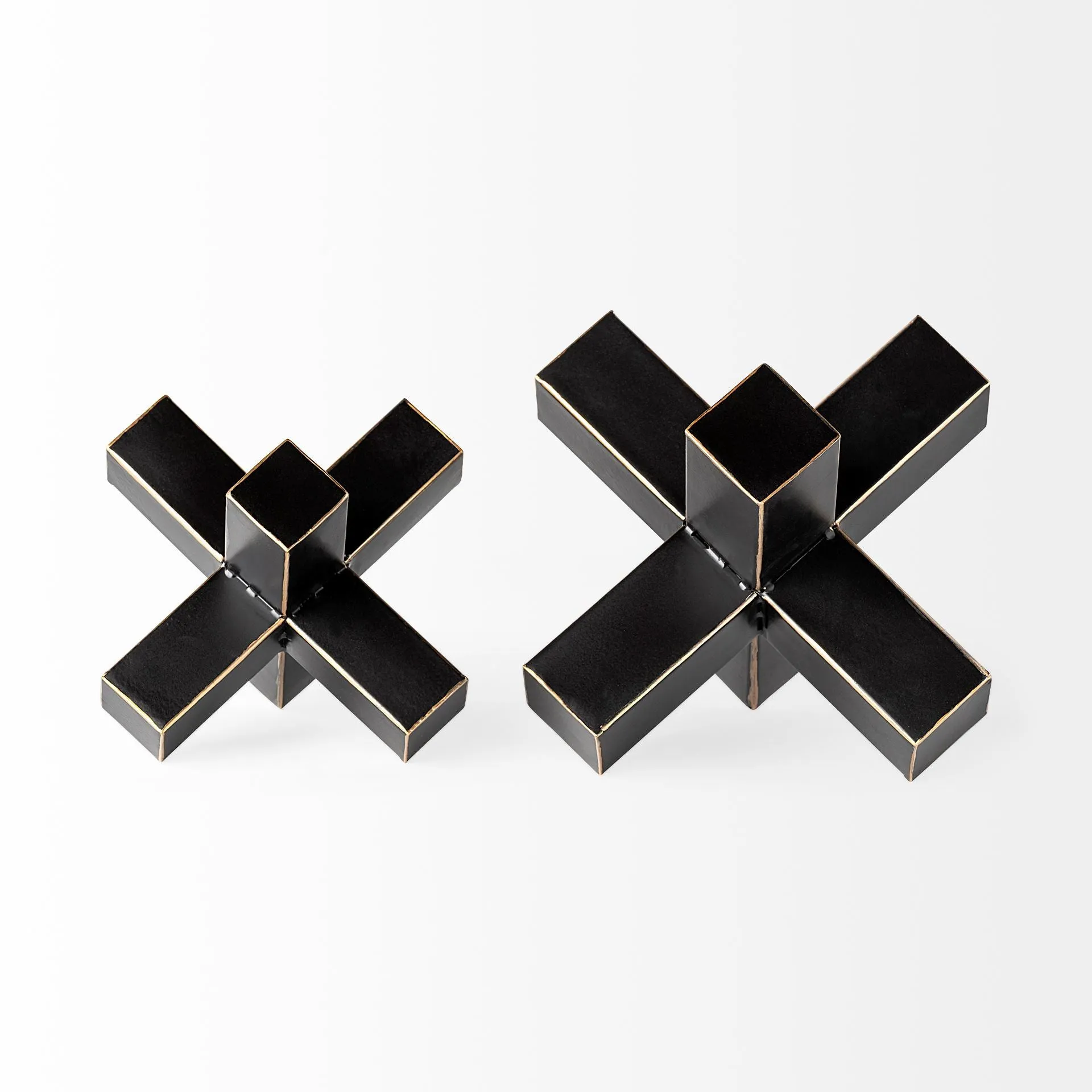 Abel Geometric Decorative Object – Matte Black & Gold Accent for Modern Home Decor & Styling