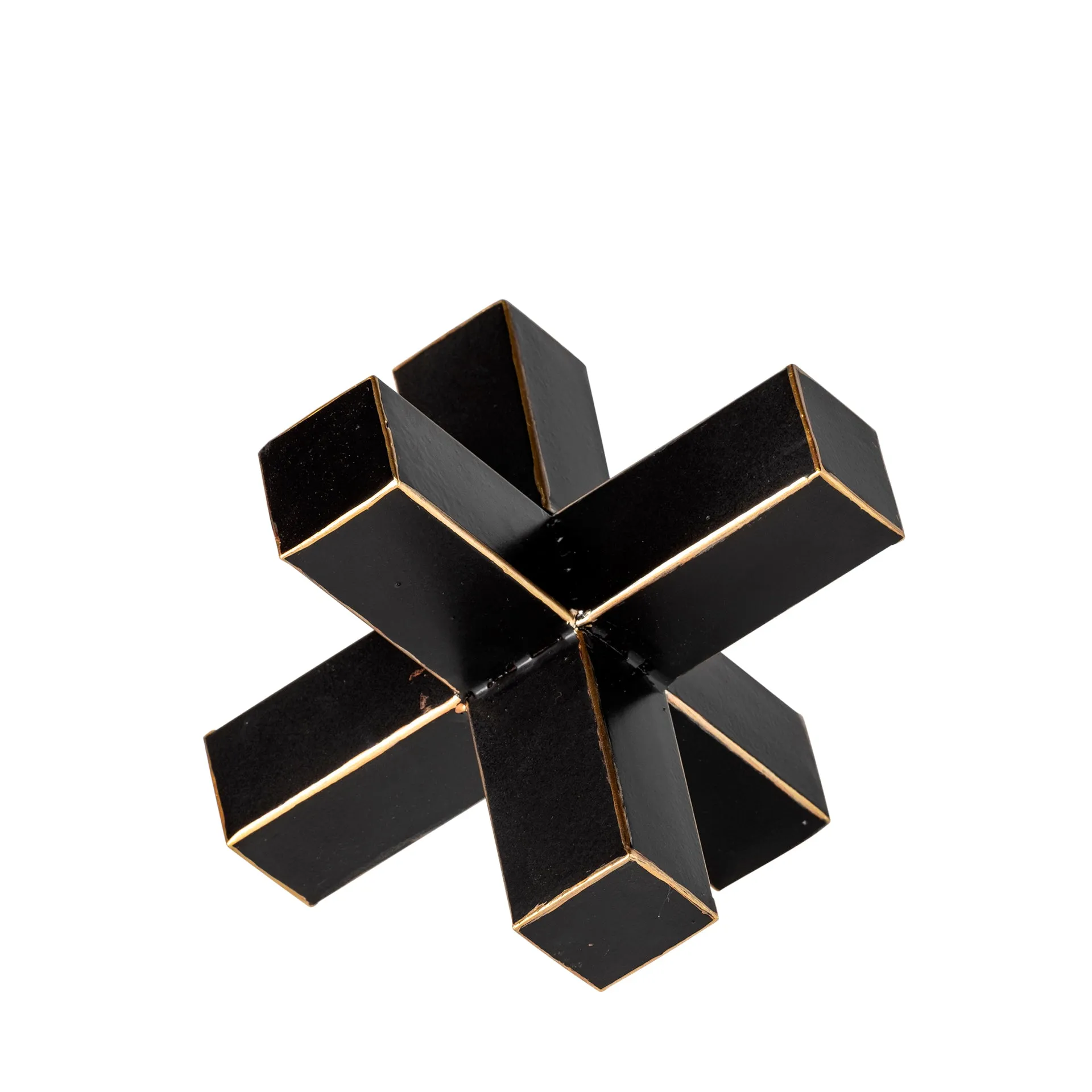 Abel Geometric Decorative Object – Matte Black & Gold Accent for Modern Home Decor & Styling