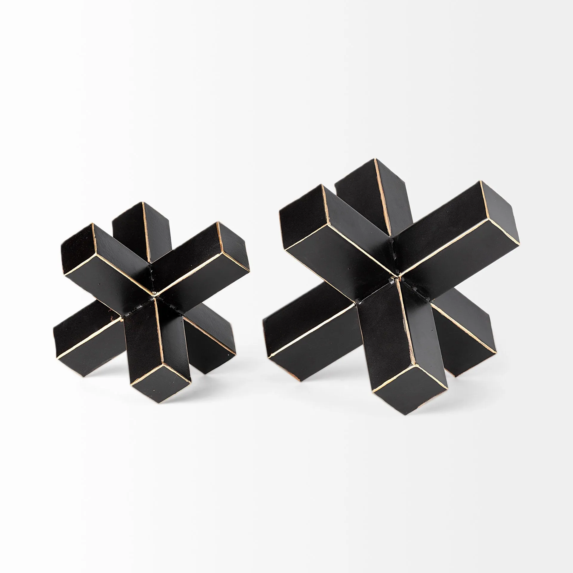Abel Geometric Decorative Object – Matte Black & Gold Accent for Modern Home Decor & Styling