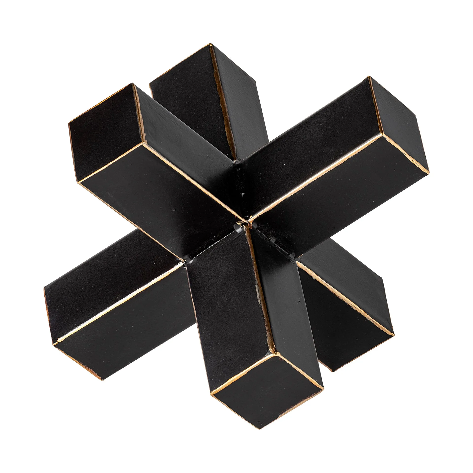 Abel Geometric Decorative Object – Matte Black & Gold Accent for Modern Home Decor & Styling