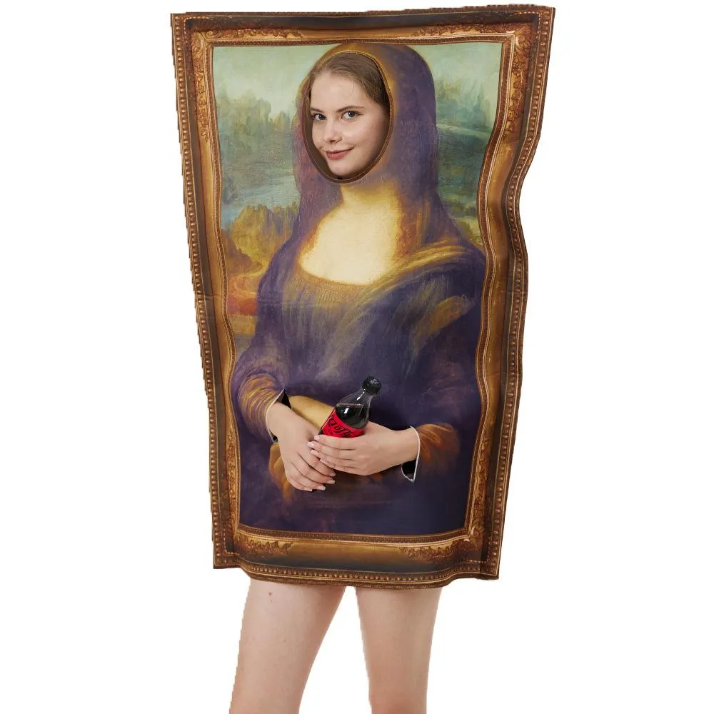 Adult Spoof Murals Mona Lisa 1/4 Artist Costume Funny Novelty Halloween Prank