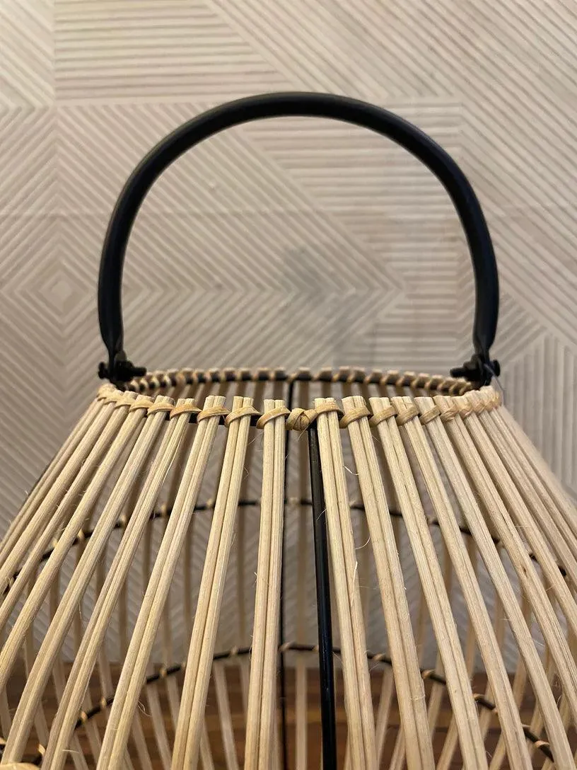 Aesthetic Oval Rattan Hanging Lantern | Natural & Black Tealight Candle Holder For Home Decor