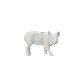 Antique White Resin Pig Taper Candle Holder