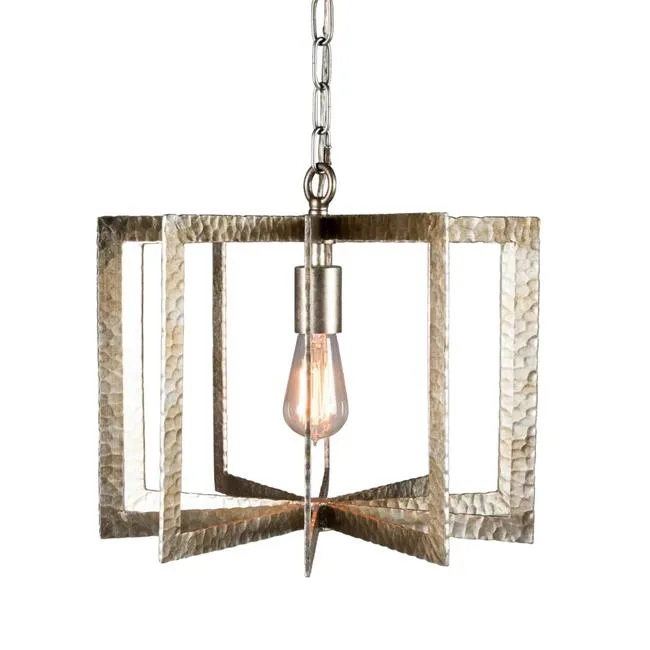Benzara 1 Light Wrought Iron Frame Chandelier, Gray