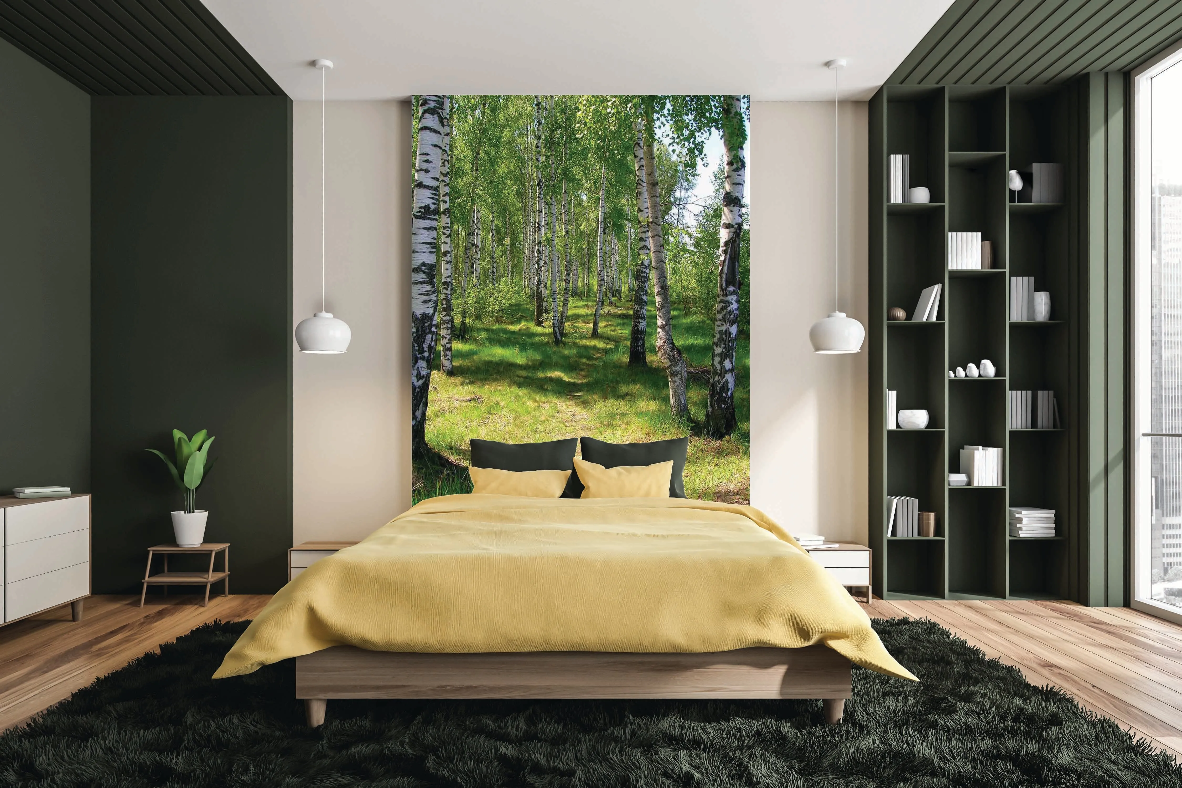 Birch Tree Forest Path Wall Mural