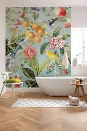 Birds and Berries Mural Wallpaper