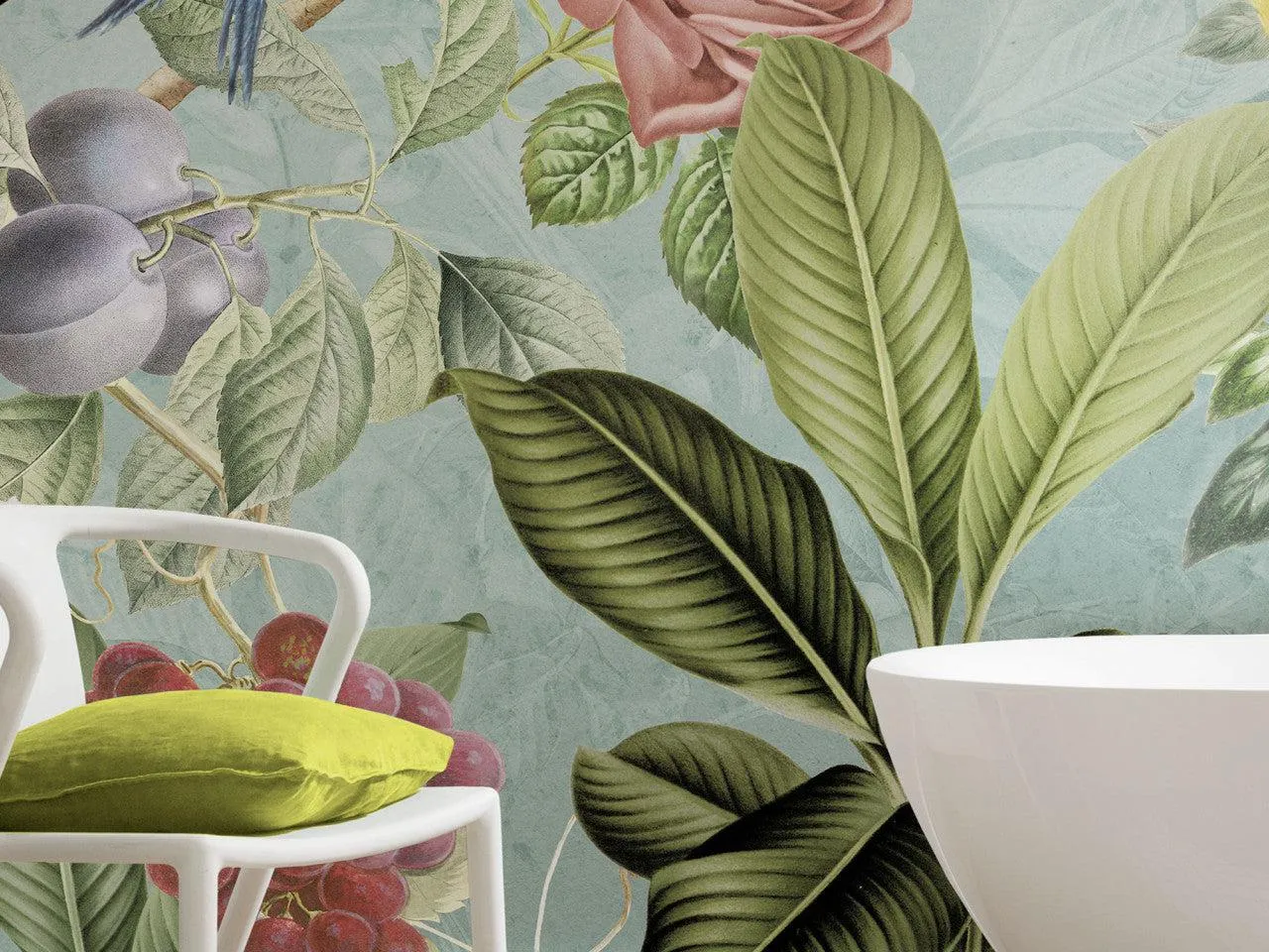 Birds and Berries Mural Wallpaper