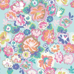 Blue English Country Floral Dream Wall Mural from the Eijffinger Rice Collection