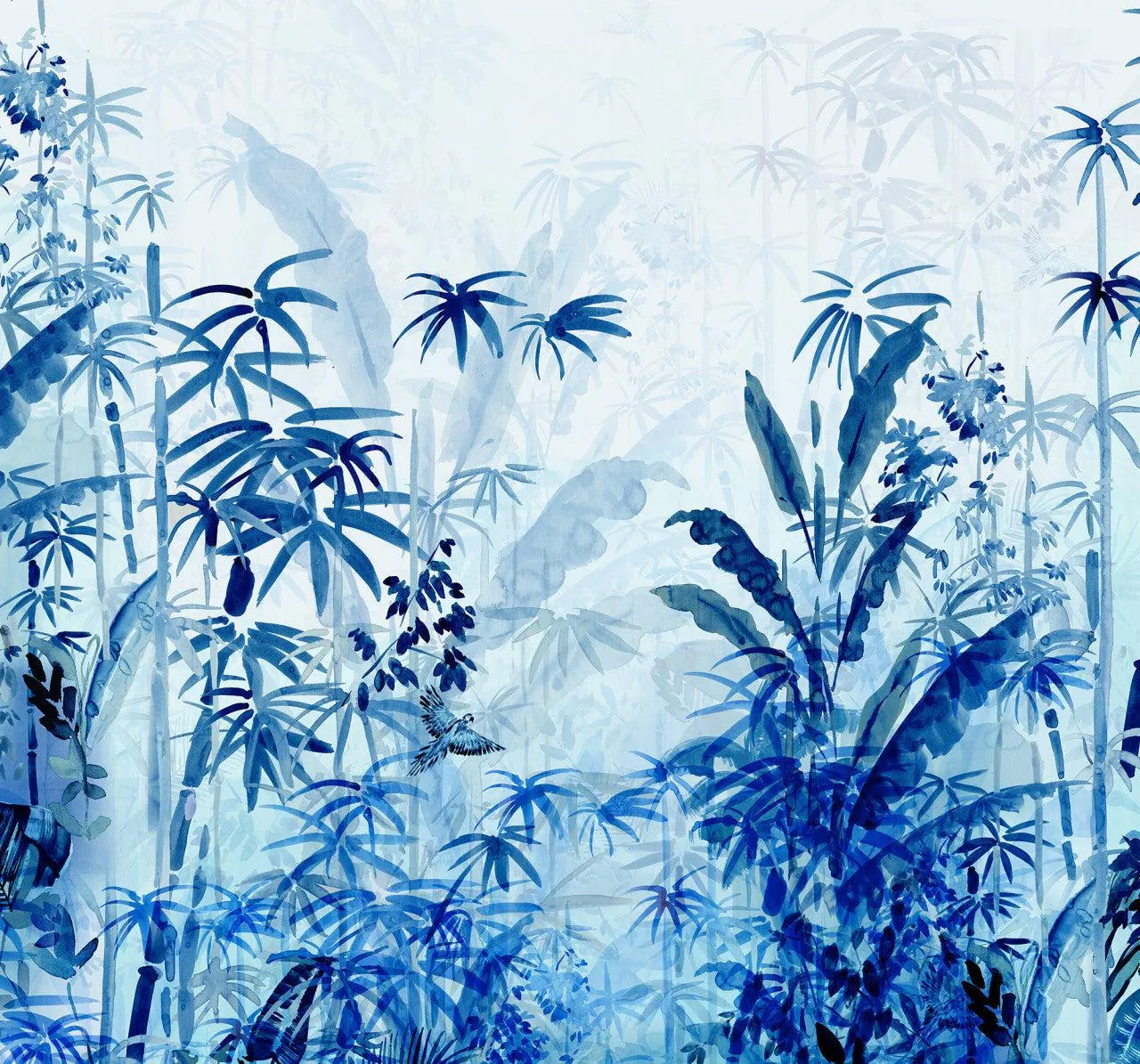 Blue Jungle Mural Wallpaper