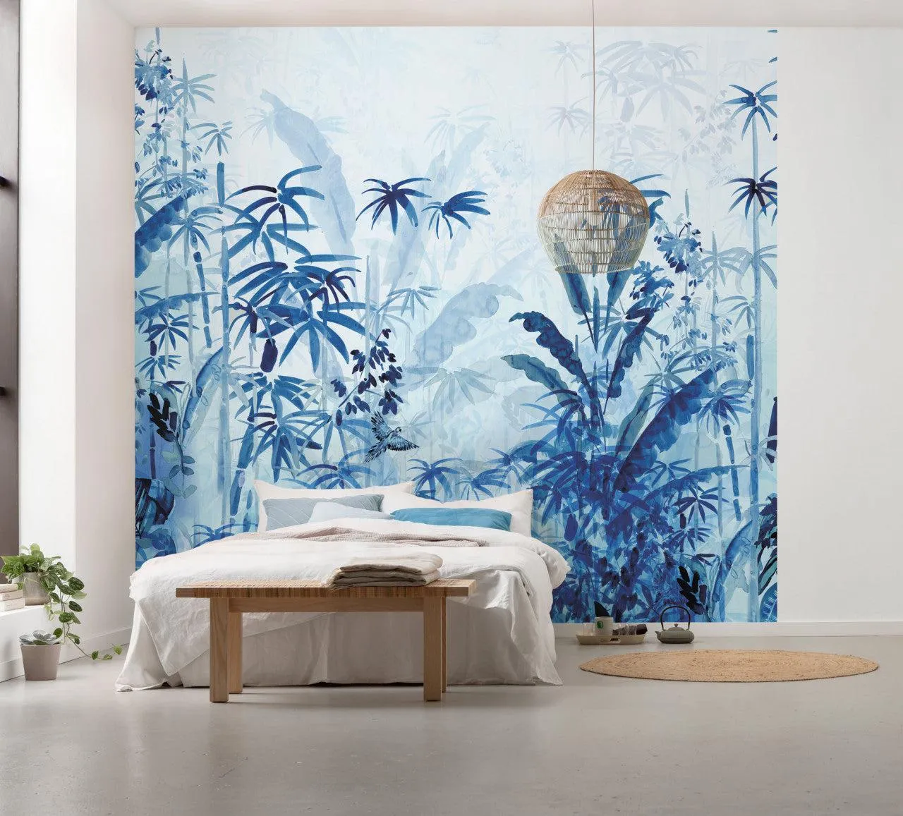 Blue Jungle Mural Wallpaper