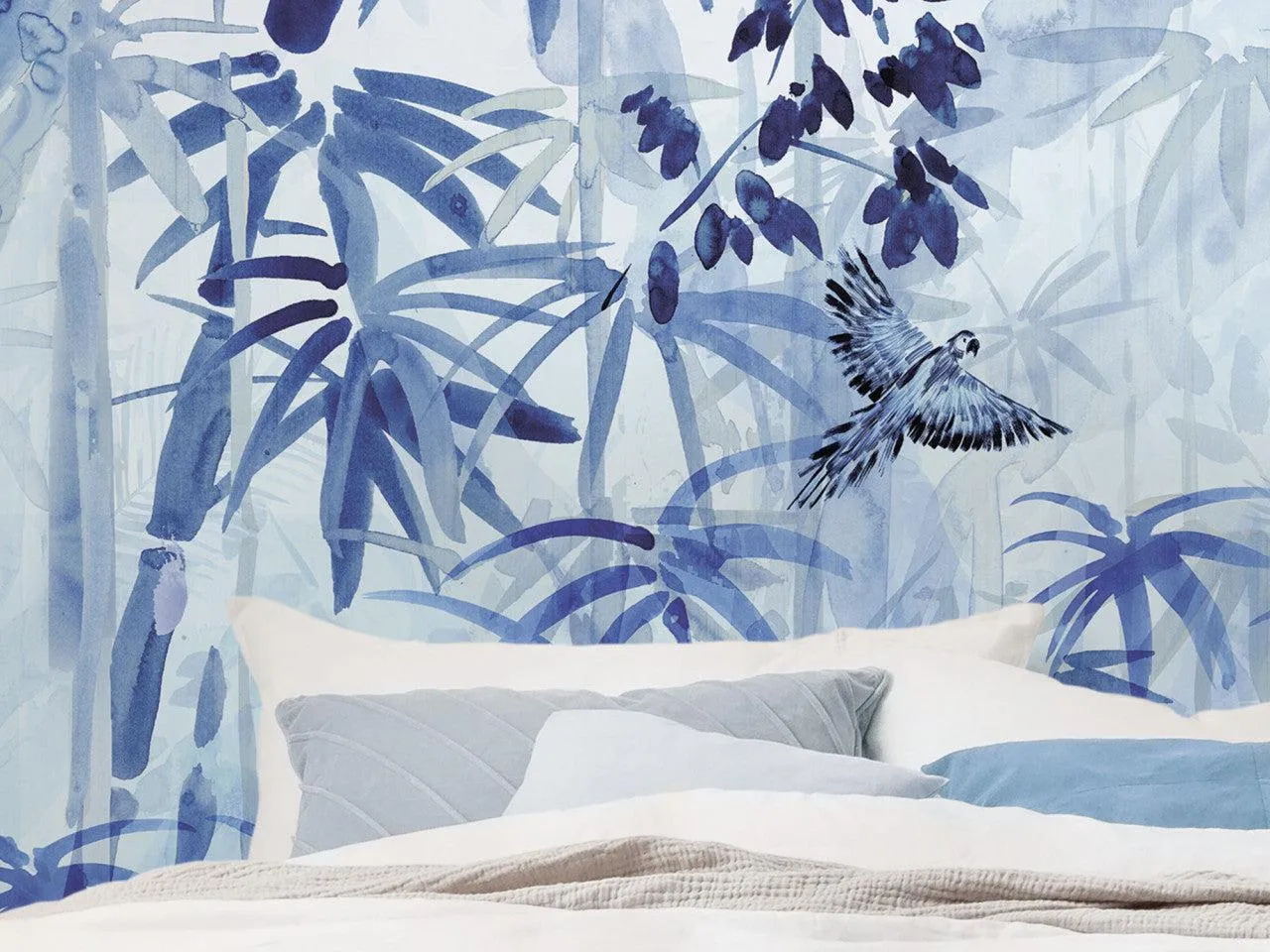 Blue Jungle Mural Wallpaper