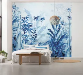Blue Jungle Mural Wallpaper