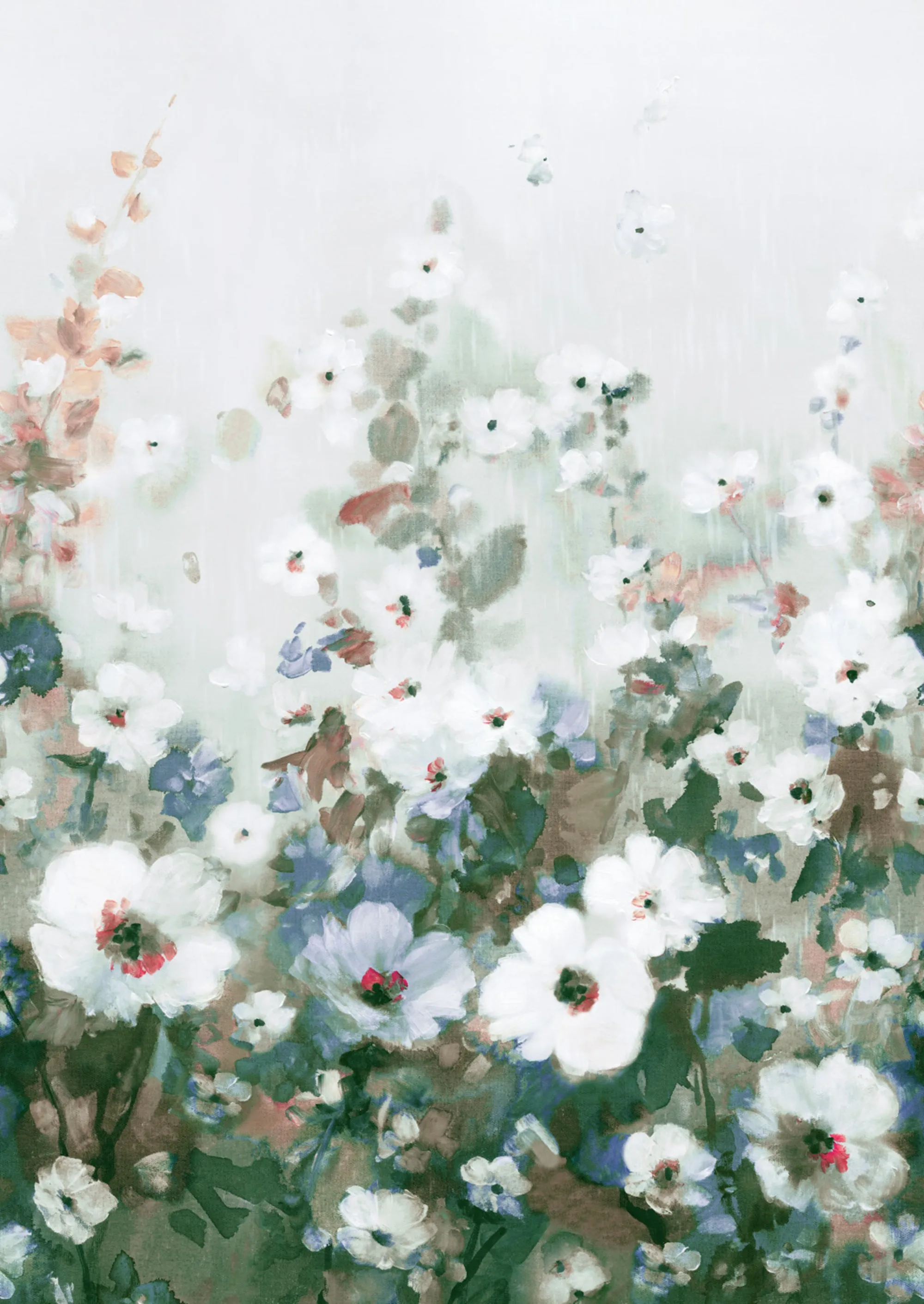 Blue Painted Flowers Floral Wallpaper RM2069