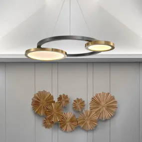 Brass Ring Hanging Pendant Light: Simple Metal LED Chandelier in Warm/White Light